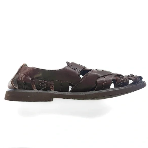 Men's Brown Leather Woven Sandals - Picture 8 of 10